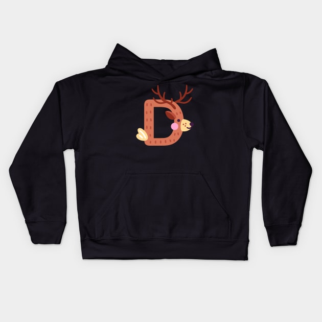 Letter D animal alphabet back to school Kids Hoodie by AwesomeDesignArt